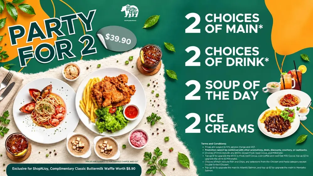 Enjoy a Free Waffle with Every Party for 2 Set